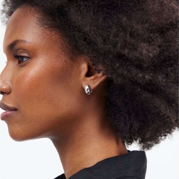 NEW Madewell Demi-Fine Chunky Hoop 925 Sterling Silver Hoop Earrings - Picture 2 of 9